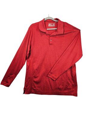 Cutter & Buck Red Long Sleeve Polo Shirt Mens XL Red CBDriTec Casual Office